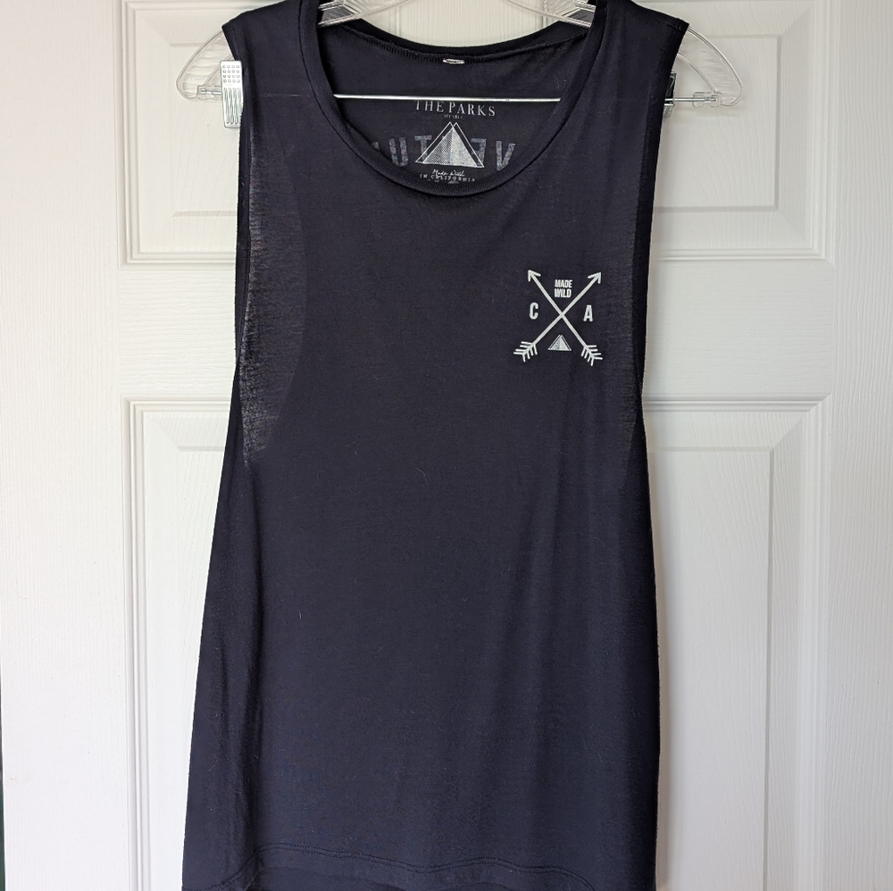 Navy Sleeveless Graphic Tank Top